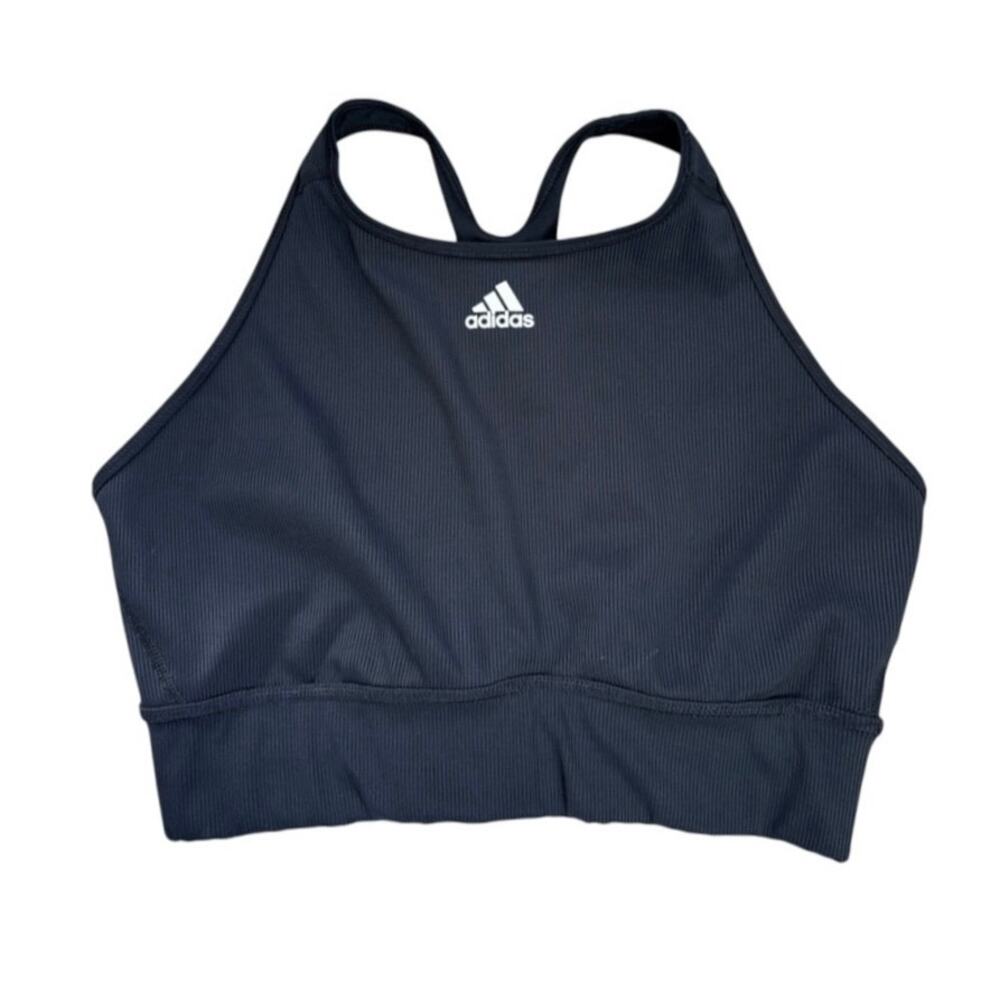 Adidas Size XL Primegreen Black Racerback Crop Top Sports Bra Athleisure